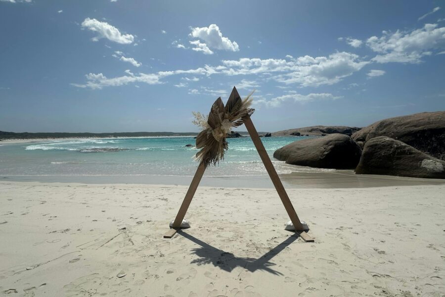 Beach wedding arbour on Twilight Beach in Esperance