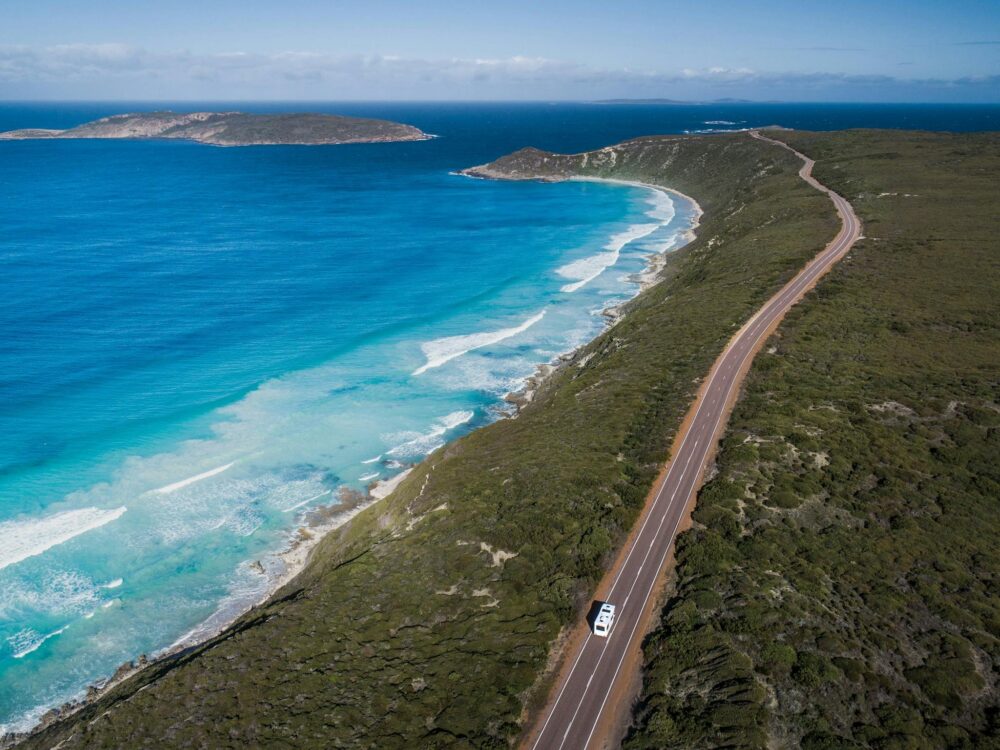 Aerial view of the Great Ocean Drive, west of Esperance