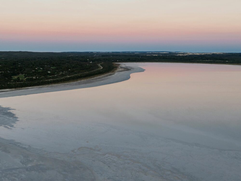 Large salt lake drone shot