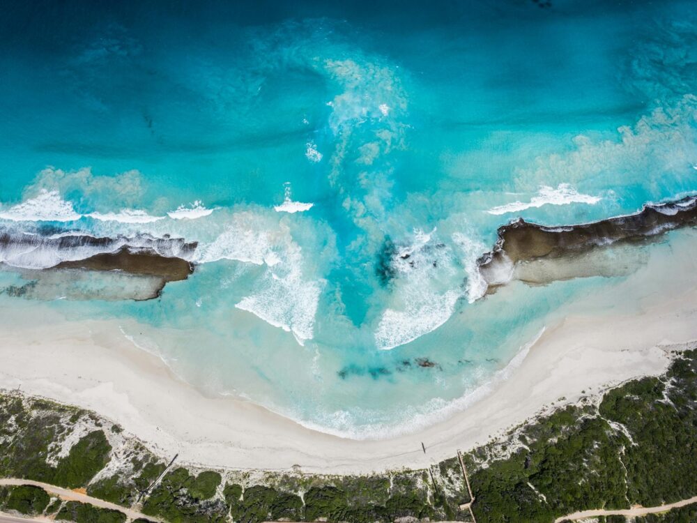 drone shot of west beach