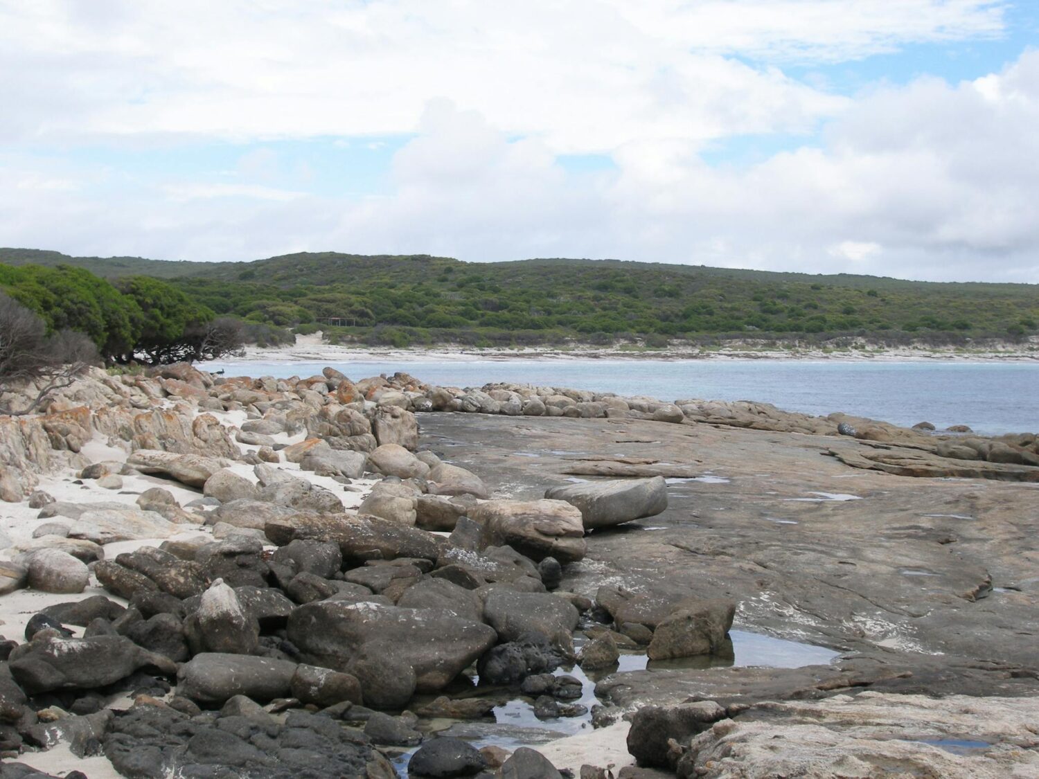 Rocky shoreline.