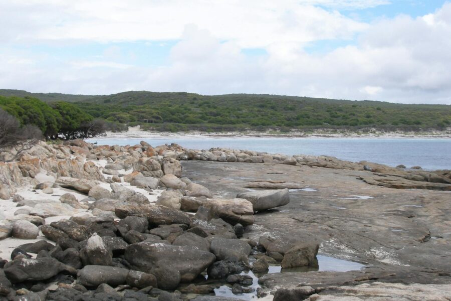 Rocky shoreline.